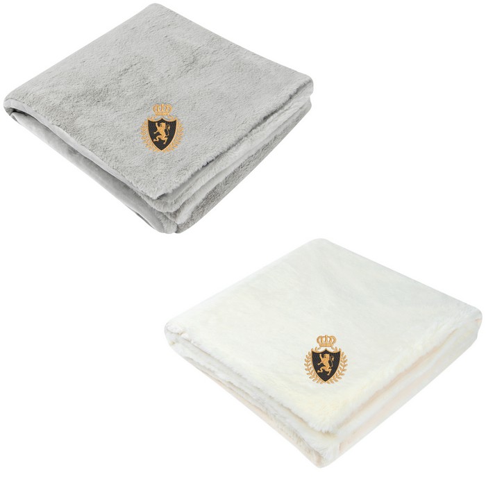 HH8008 Faux Fur Throw Blanket With Embroidered ...
